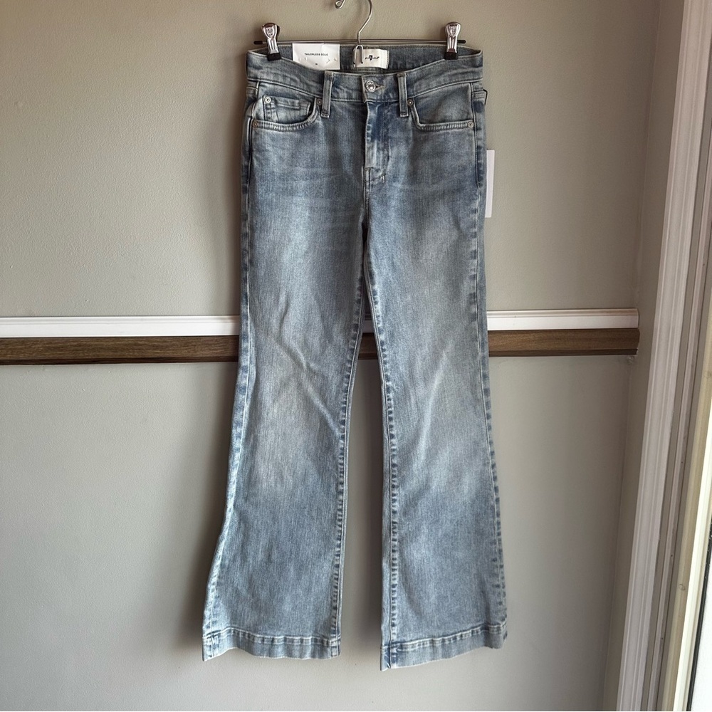 7 For All Mankind Tailorless Dojo Flare Stretch Jeans Light Wash​​​​